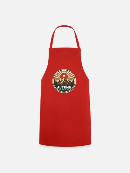 Herbstliche Berglandschaft mit Sonne Badge - Kochschürze - Rot