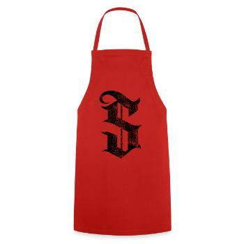 Tshirt alphabet initial S - Tablier de cuisine - rouge - Devant - AI Model Male 185 dark (185cm)
