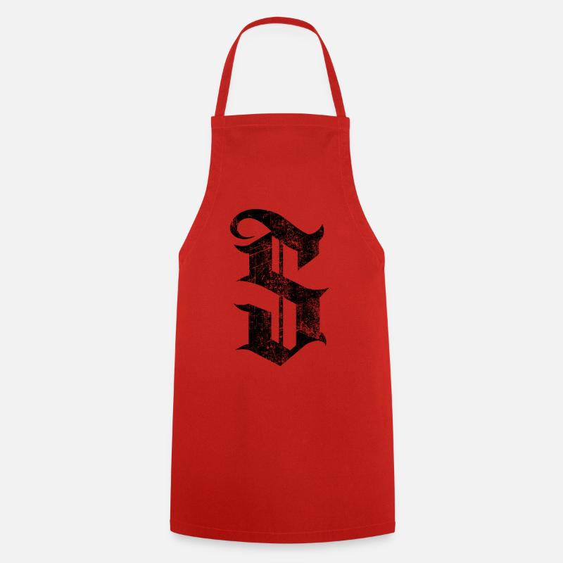 Tshirt alphabet initial S - Cooking Apron - red