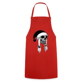Crâne Femme Noël Bonnets tresses - Tablier de cuisine - rouge - Devant - AI Model Male 185 dark (185cm)