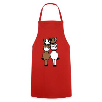 2 Horses Man Woman Lovers Friends Love Team - Cooking Apron - red - Front - AI Model Male 185 dark (185cm)