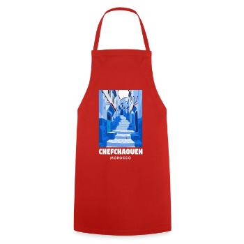 Bleu Chefchaouen Gassenweg - Tablier de cuisine - rouge - Devant - AI Model Male 185 dark (185cm)