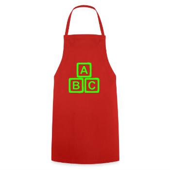 Neon Block ABC Art - Bunter Druck - Kochschürze - Rot - Vorne - AI Model Male 185 dark (185cm)