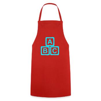 Neon ABC Block Muster - Kochschürze - Rot - Vorne - AI Model Male 185 dark (185cm)