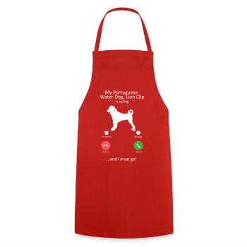 Portuguese Water Dog Lion Clip Calling Design - Cooking Apron - red - Front - AI Model Male 185 dark (185cm)