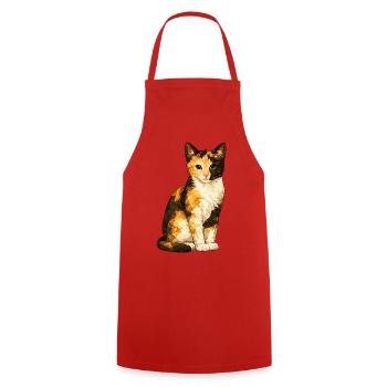 Emmi Polygon Cat Geometric Cuteness - Cooking Apron - red - Front - AI Model Male 185 dark (185cm)