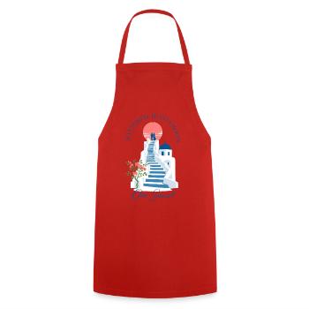 Romance Gift, Santorini Honeymoon Oia Sunset Steps - Kochschürze - Rot - Vorne - AI Model Male 185 dark (185cm)
