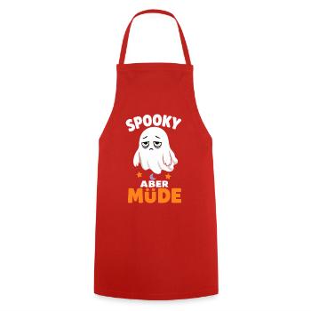 Spooky aber müde – Verschlafener Halloween-Geist - Kochschürze - Rot - Vorne - AI Model Male 185 dark (185cm)