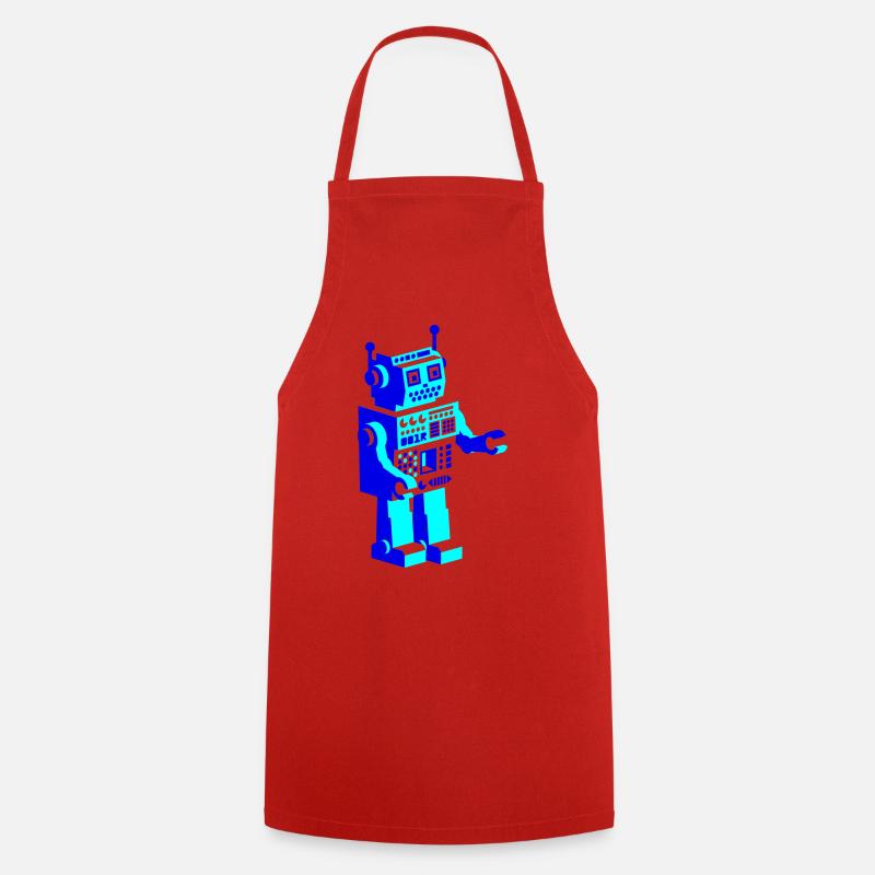 retro robot roboter - Cooking Apron - red