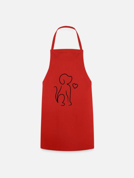 Dessin de chien - Tablier de cuisine - rouge