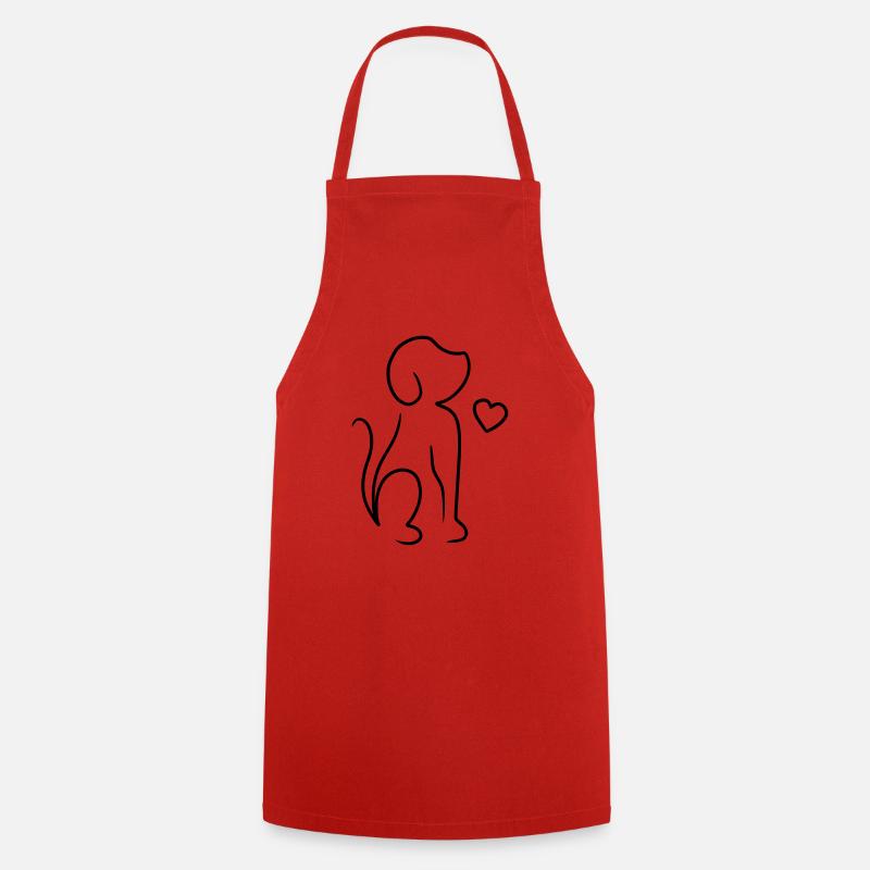 Dog drawing - Cooking Apron - red