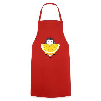 Fille et Orange - Tablier de cuisine - rouge - Devant - AI Model Male 185 dark (185cm)