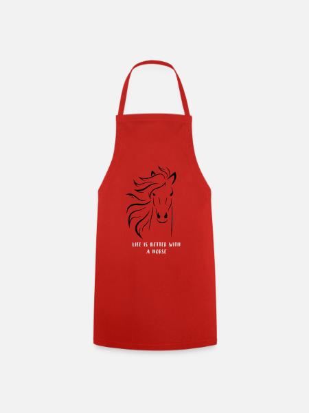 La vie est meilleure avec un rêve d’équitation de fille à cheval - Tablier de cuisine - rouge