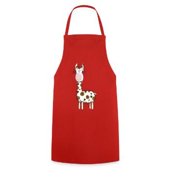 Crazy Lama - Llamas - Alpaca - Comic - Gift - Cooking Apron - red - Front - AI Model Male 185 dark (185cm)