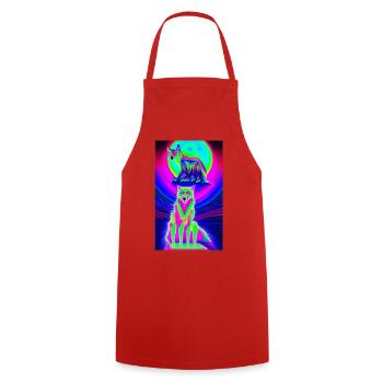 Lone Wolf 1 - Cooking Apron - red - Front - AI Model Male 185 dark (185cm)