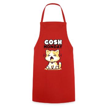 Pixel Art Cute Shiba Inu - Cooking Apron - red - Front - AI Model Male 185 dark (185cm)