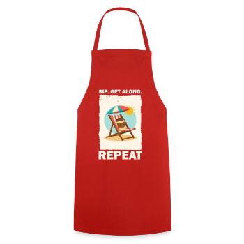 Sonniger Strandkaffee Trinkdesign - Kochschürze - Rot - Vorne - AI Model Male 185 dark (185cm)