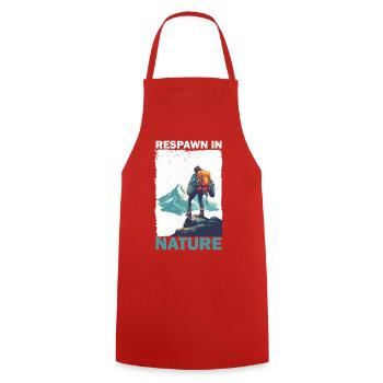Mountaineer with backpack in the mountains Gaming - Cooking Apron - red - Front - AI Model Male 185 dark (185cm)