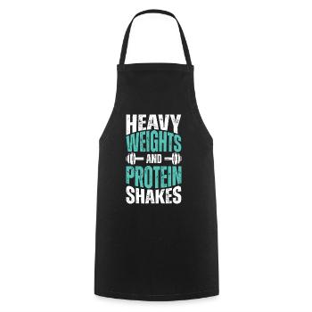 Poids lourds et shakes protéinés - Tablier de cuisine - noir - Devant - AI Model Male 185 dark (185cm)