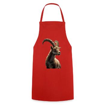 Steinbock Ziege Alpensteinbock Capricorn Ziegen - Kochschürze - Rot - Vorne - AI Model Male 185 dark (185cm)