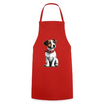 Jack Russel Terrier  - Kochschürze - Rot - Vorne - AI Model Male 185 dark (185cm)