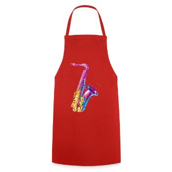 Saxophone Illustration - Cooking Apron - red - Front - AI Model Male 185 dark (185cm)