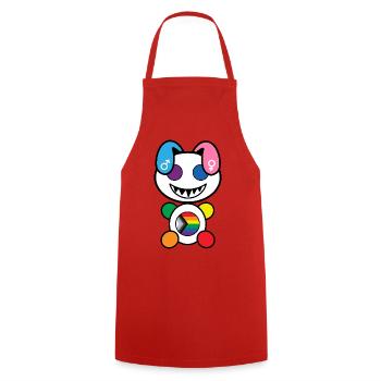 Pride Plush: Freundlich - Kochschürze - Rot - Vorne - AI Model Male 185 dark (185cm)
