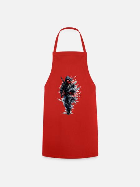 Ninja in a watercolor veil - Cooking Apron - red