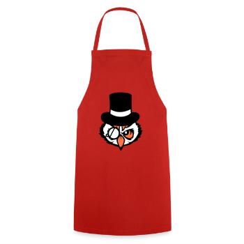 Sir Owl Top Hat Monocle Glasses Rich Mr. - Cooking Apron - red - Front - AI Model Male 185 dark (185cm)