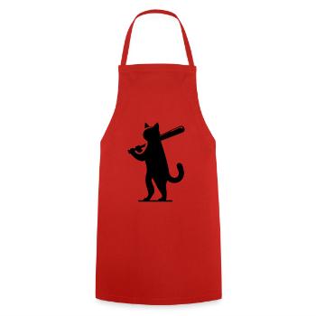 Minimalistische Katzen-Baseballspieler Silhouette - Kochschürze - Rot - Vorne - AI Model Male 185 dark (185cm)