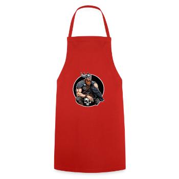 Viking avec crâne et corbeau - Tablier de cuisine - rouge - Devant - AI Model Male 185 dark (185cm)