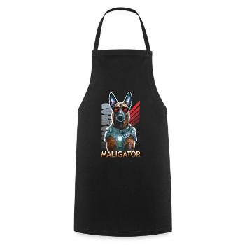 Futuristic Maligator Dog with Glasses - Cooking Apron - black - Front - AI Model Male 185 dark (185cm)