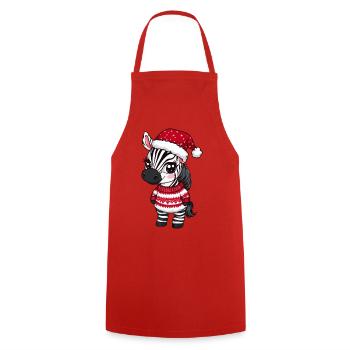 Zebra Weihnachten Xmas - Kochschürze - Rot - Vorne - AI Model Male 185 dark (185cm)