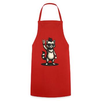 Chat à bascule avec crête et lunettes de soleil - Tablier de cuisine - rouge - Devant - AI Model Male 185 dark (185cm)