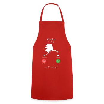 Alaskan Malamute Is Calling Funny Dog Owner - Cooking Apron - red - Front - AI Model Male 185 dark (185cm)