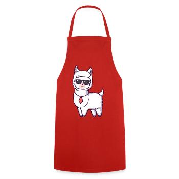 Cool Llama with Sunglasses Tie - Cooking Apron - red - Front - AI Model Male 185 dark (185cm)