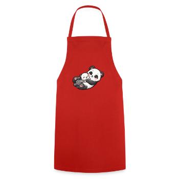 Mom panda bear cuddles with her sweet little one - Cooking Apron - red - Front - AI Model Male 185 dark (185cm)