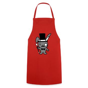 Mr. Bunny Gentleman Chapeau haut de forme Monocle Lunettes - Tablier de cuisine - rouge - Devant - AI Model Male 185 dark (185cm)