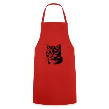 Cute cat portrait in black and white - Cooking Apron - red - Front - AI Model Male 185 dark (185cm)