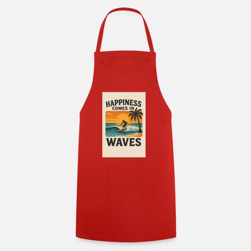Le bonheur vient par vagues - Tablier de cuisine - rouge