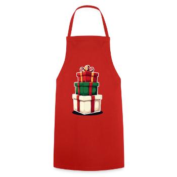 Stacked Gift Boxes Illustration - Cooking Apron - red - Front - AI Model Male 185 dark (185cm)
