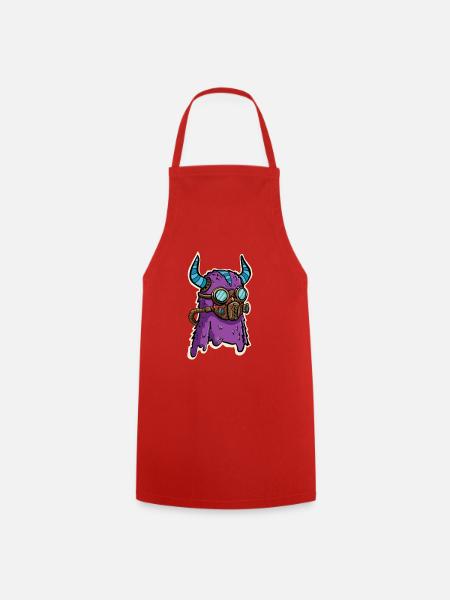 Purple Steampunk Glasses Monster - Cooking Apron - red