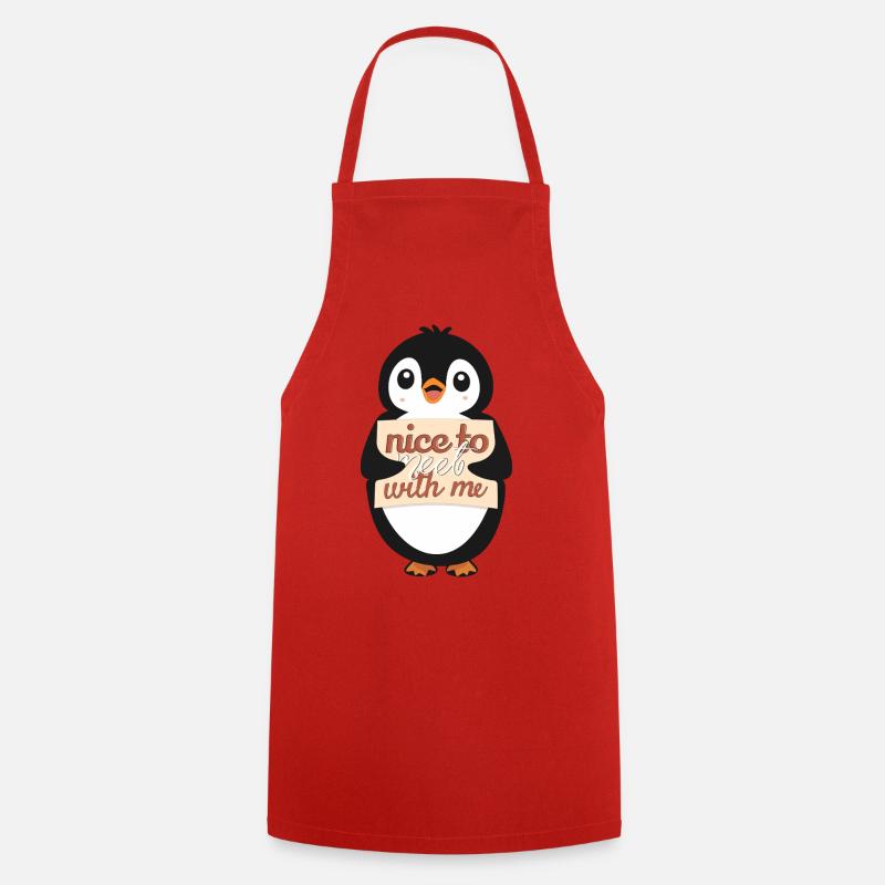 Ravi de me rencontrer - Signe Pingouin - Tablier de cuisine - rouge