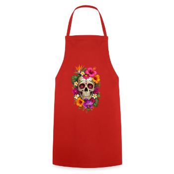 Halloween Sugar Skull Sugarskull  - Kochschürze - Rot - Vorne - AI Model Male 185 dark (185cm)