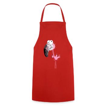 Flamant rose drôle - Comique - cadeau - Tablier de cuisine - rouge - Devant - AI Model Male 185 dark (185cm)