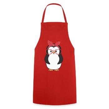 Pinguin Pinguine - Kochschürze - Rot - Vorne - AI Model Male 185 dark (185cm)