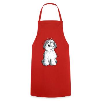 Sweet Bobtail I Bobtails I Old English Sheepdog - Cooking Apron - red - Front - AI Model Male 185 dark (185cm)
