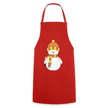 Frosty Winter Snowman - Cooking Apron - red - Front - AI Model Male 185 dark (185cm)