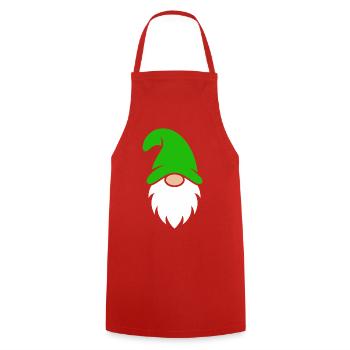 Nain de jardin avec chapeau vert vif - Tablier de cuisine - rouge - Devant - AI Model Male 185 dark (185cm)