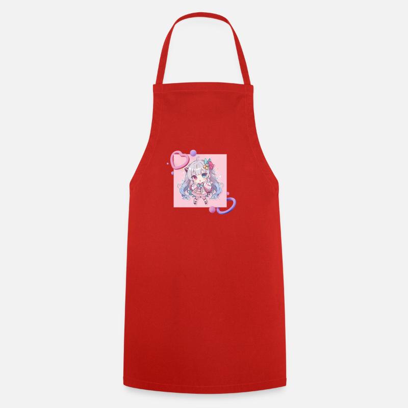 Accent en cœur chibi pastel - Tablier de cuisine - rouge